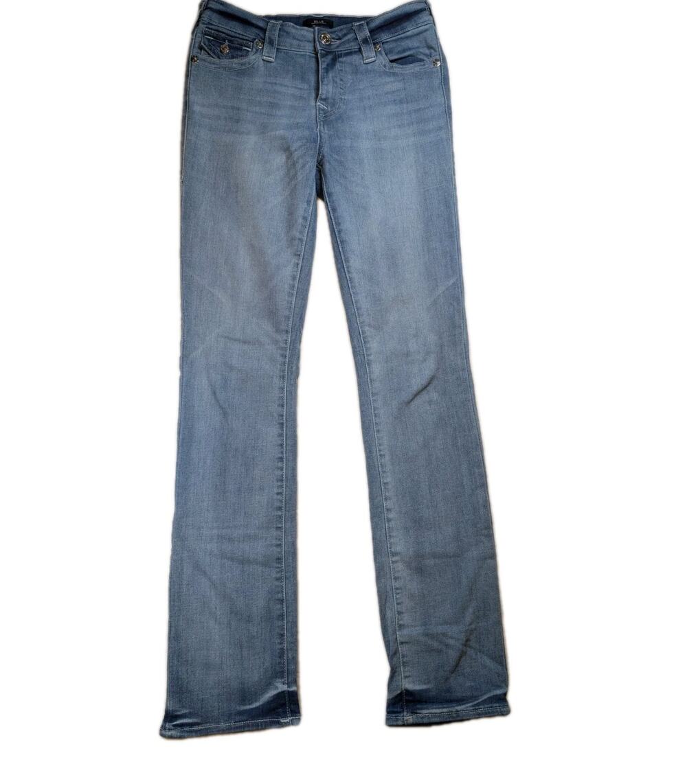 True Religion Billie Mid Rise Straight Jeans Womens 28x32.5 Light Wash Stretch